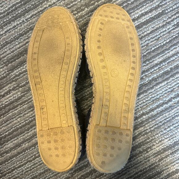 Verbenas Cruz Peep Toe Espadrille Flat Sandals Navy Suede Resort Wear Boho US 8 - Picture 7 of 8